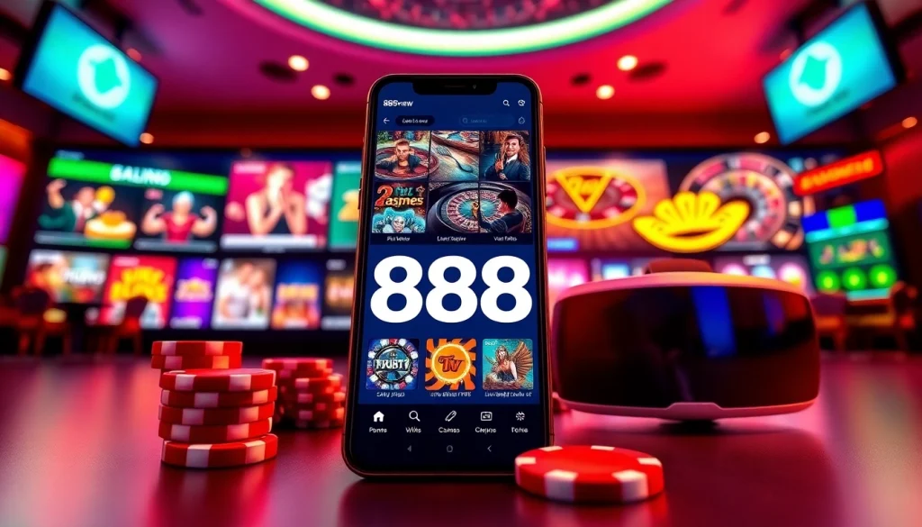 Engaging online gambling scene featuring 888new app with vibrant games and a modern interface.