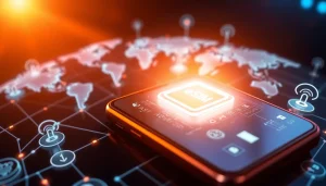 Learn about https://esimfo.com eSIM technology with a modern smartphone illustration illustrating digital connectivity.