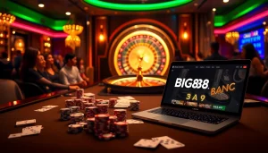 Experience the excitement of online gambling at BIG88.BAR with vibrant casino visuals and engaging gameplay.