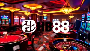 Experience high-energy gambling at HB88 casino with vibrant tables and slot machines.