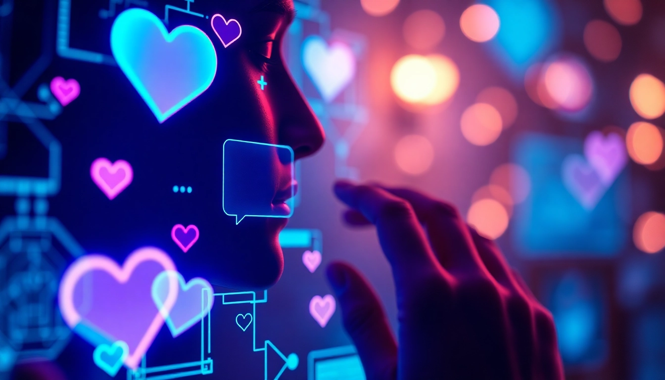 Engaging AI interface discussing sex ai in a warm, romantic digital setting.