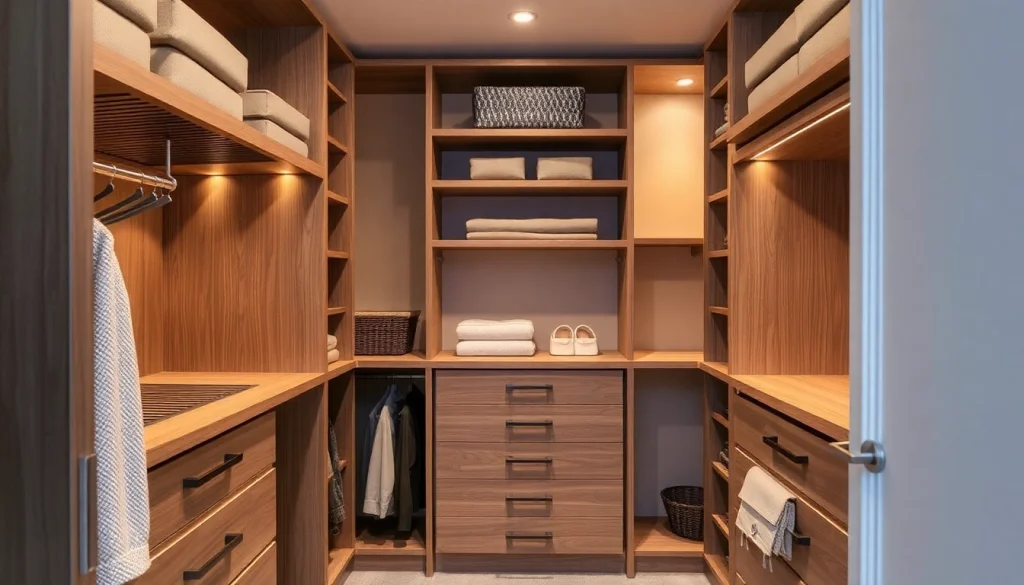 Closets showcasing custom storage solutions in a well-organized interior space.