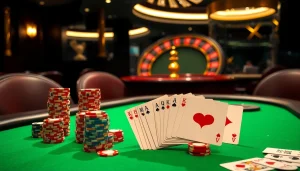 Engaging players at jeetbuzz ক্যাসিনো enjoy a vibrant poker scene with winning cards and chips.