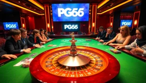 Experience the excitement of PG66 with live dealer games and vibrant casino elements.