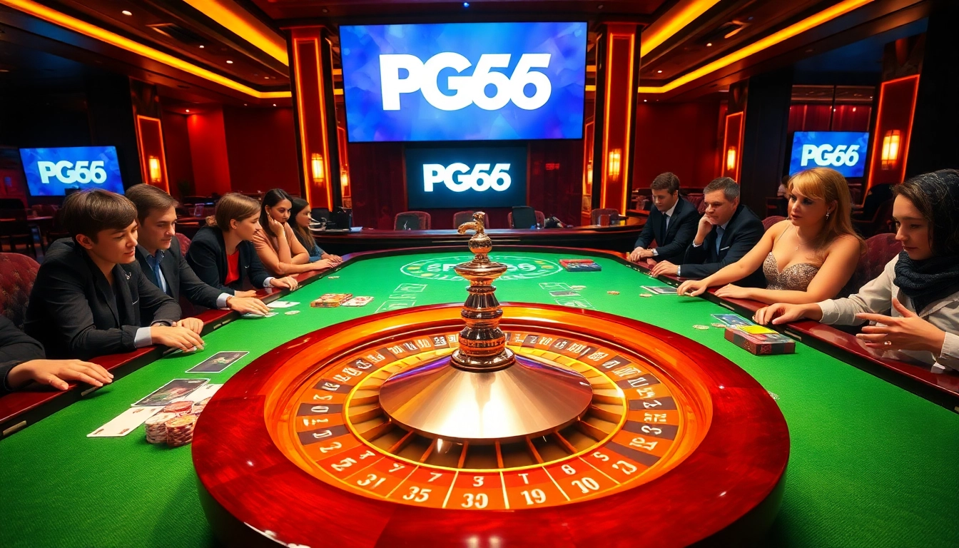 Experience the excitement of PG66 with live dealer games and vibrant casino elements.