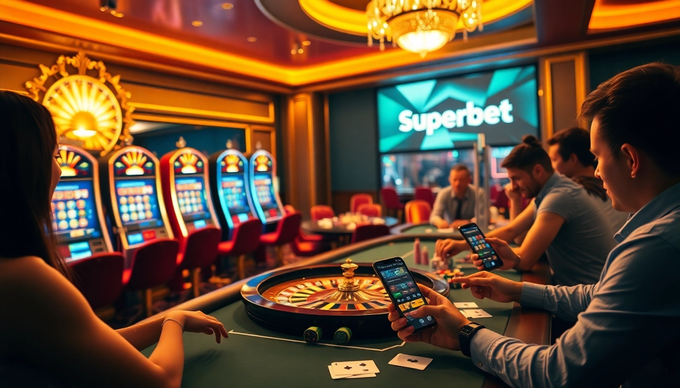 Superbet players enjoying thrilling casino games in a luxurious and engaging environment.