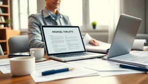 Craft detailed Customized Proposal Writing documents in a professional office setting, showcasing efficiency and creativity.