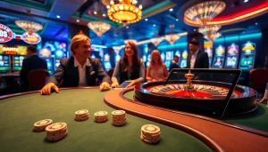 Experience the thrill of gaming at https://www.god345.co/ with a luxurious casino scene filled with poker chips and a roulette wheel.