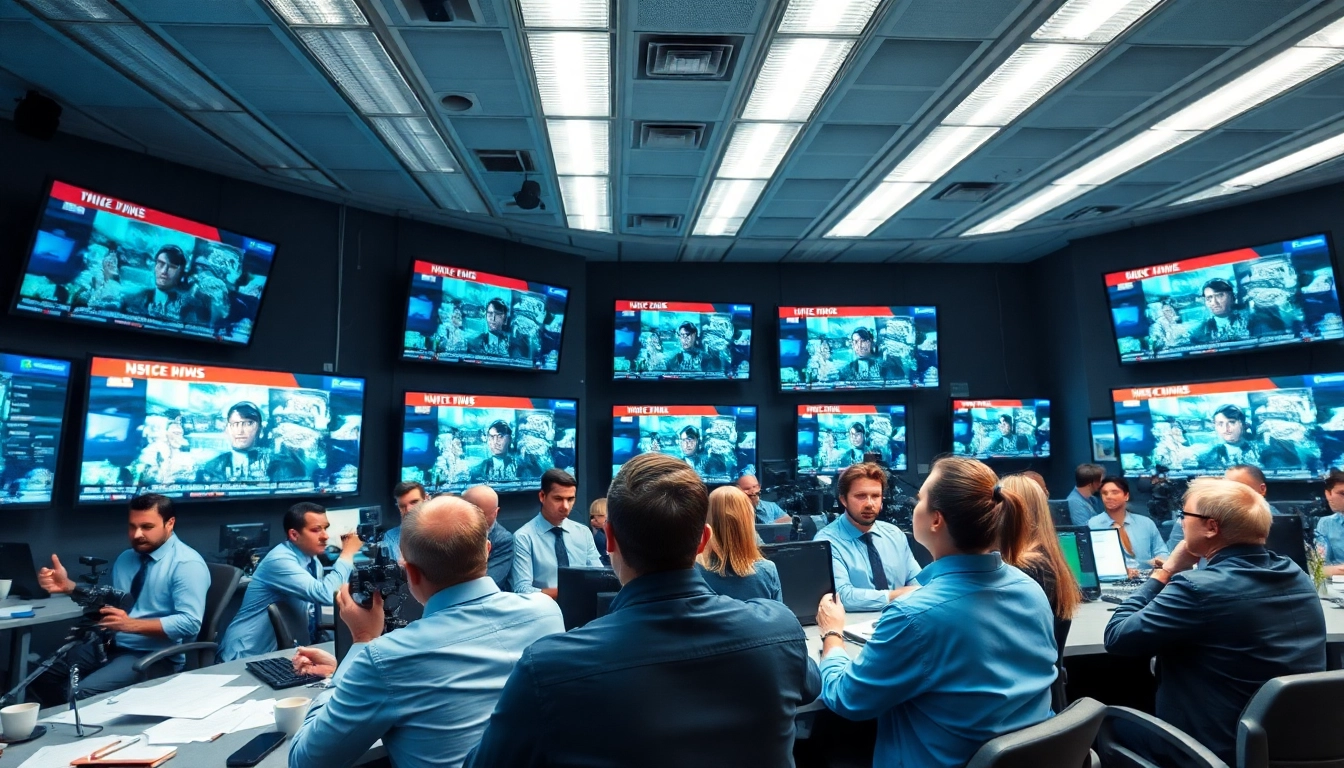 News Parade showcases journalists in a bustling newsroom, emphasizing timely news at https://news-parade.com.ua.