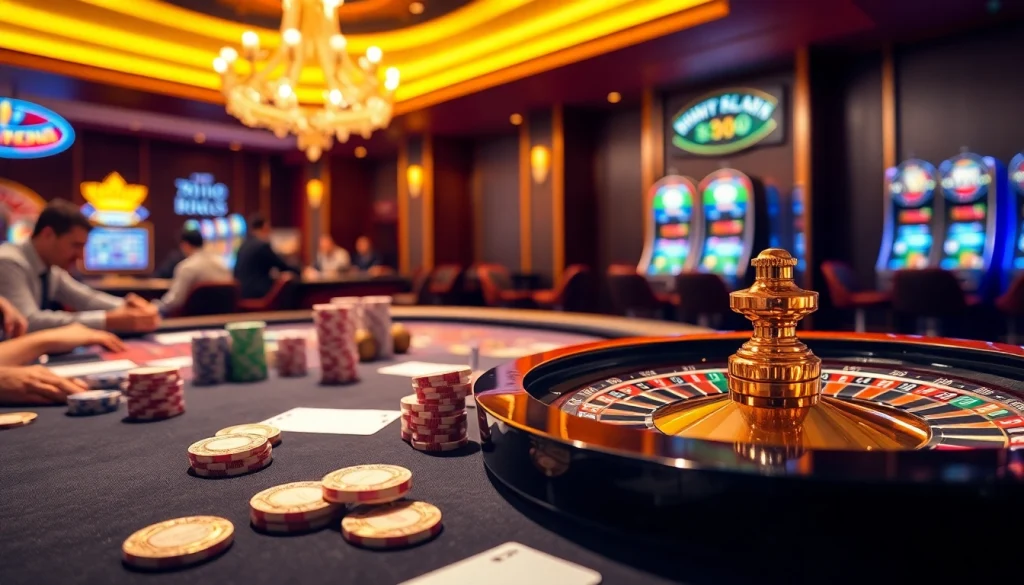 Experience the thrill of SN888 Download with vibrant casino action, showcasing poker chips and a roulette wheel.