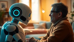 Engage with an AI Friend showcasing emotional connection in a cozy setting.