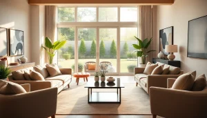 Showcasing stunning real estate living space filled with natural light and contemporary decor.