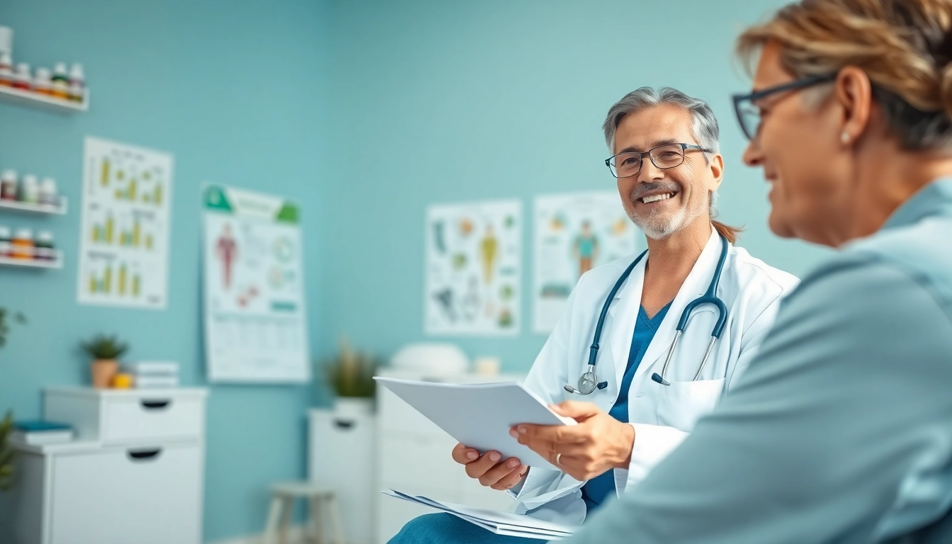 Healthcare provider discussing Oral Weight Loss Treatments with a patient in a modern clinic.