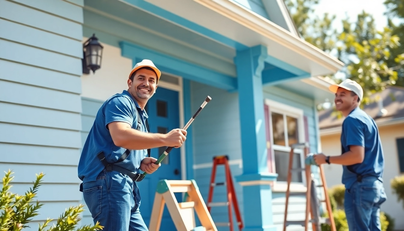 Transform your home with expert services from https://33626painters.com, featuring skilled painters enhancing a suburban house exterior.