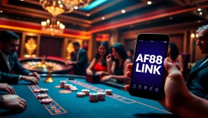 Exciting poker game scene showcasing the AF88 LINK and vibrant casino atmosphere.