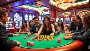 Players enjoying a thrilling game at i9bet casino, featuring vibrant tables and engaging atmosphere.