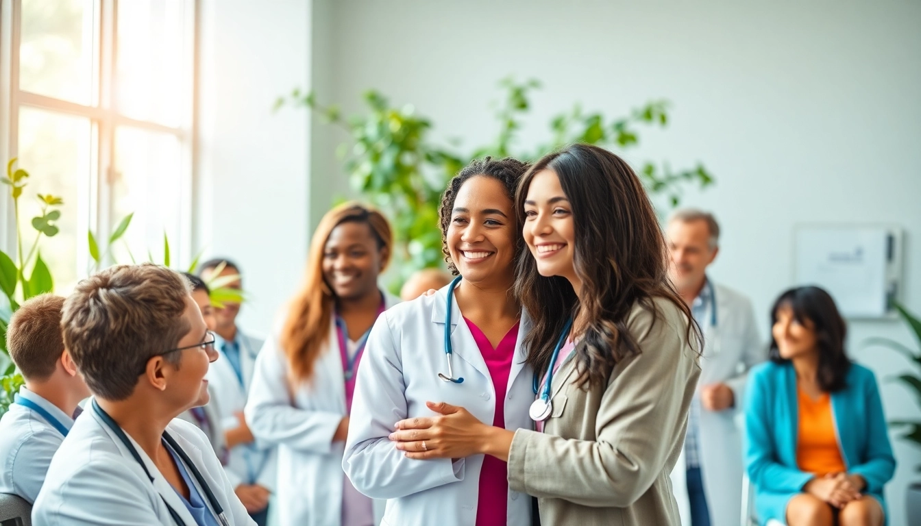 Engaging interaction between healthcare providers at https://www.medexdtc.com in a welcoming clinic setting.