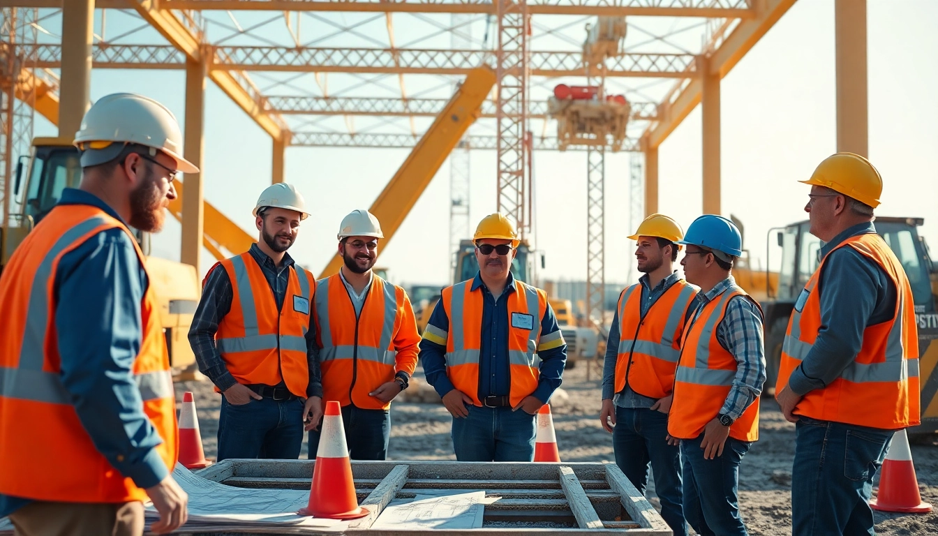 Construction association south carolina workers collaborating on a vibrant construction site.