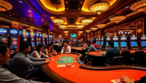 Players enjoying high-stakes games at Babu88 casino with vibrant slot machines.