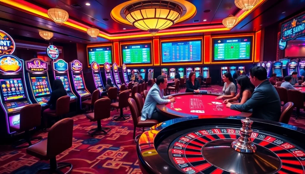 Experience the thrilling games at nhà cái nohu90 with vibrant slot machines and poker tables.