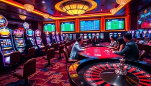 Experience the thrilling games at nhà cái nohu90 with vibrant slot machines and poker tables.