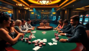 Experience the thrill of gambling at https://topclub.space/ with vibrant poker action at an elegant casino scene.