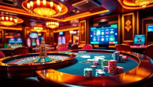 Trải nghiệm sự hứng thú của tik 88 tại bàn poker sang trọng được bao quanh bởi những yếu tố trò chơi đầy màu sắc.