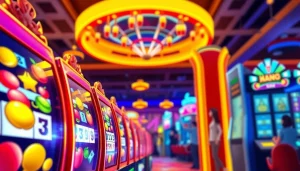 Menggambarkan petanitoto sebagai pusat hiburan dengan slot seru dan pemain yang bersemangat.