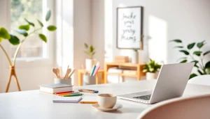 Explore a stylish office space at https://giveaways4mom.com designed for modern moms.