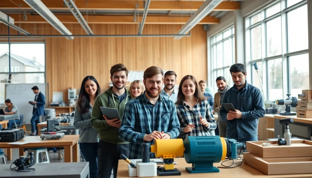 Trade School Tennessee students engaging in hands-on learning in a vibrant classroom.