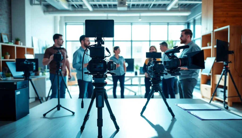 Engaged video production team showcasing creativity at their Video Production Company Calgary office.
