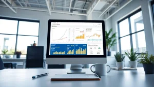 Amazon repricing tool analytics dashboard showcasing dynamic pricing strategies in a professional office environment