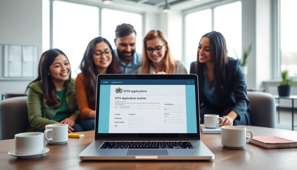 Submit your esta application through a professional digital interface featuring collaborative discussions.