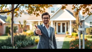 Showcasing Real Estate opportunities with a welcoming home in a suburban neighborhood.