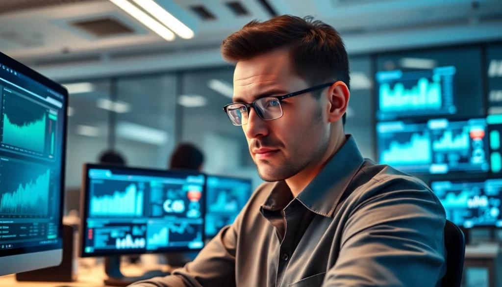 EDV Dienstleister analysiert IT-Infrastruktur in einem modernen Büro.