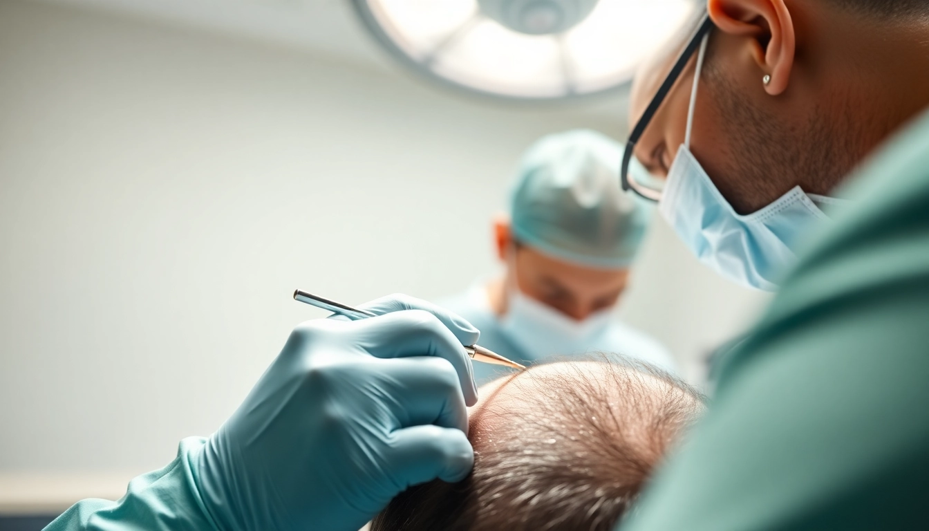Capturing a detailed hair transplant uk procedure highlighting precision and expertise in a clinical setting.