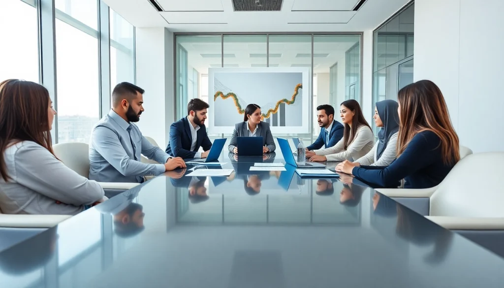 Audit Services in UAE: Professional team engaged in financial discussions in a modern office