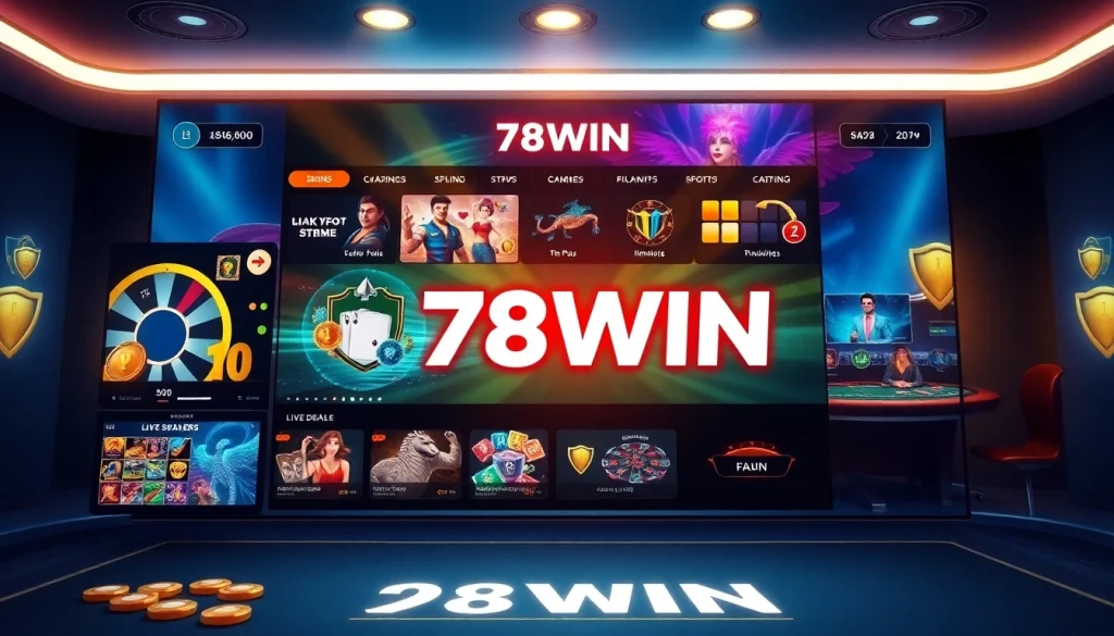 Engaging online casino interface showcasing 78WIN with vibrant games and a secure atmosphere.