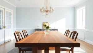 Craft beautifully customized custom dining table in an elegant dining room setting.