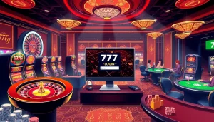 Experience the thrill of gambling while engaging with the 777g Login interface in a luxury casino scene.