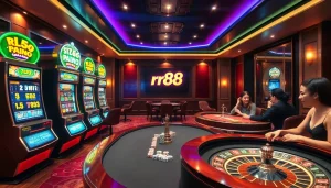 Enjoying a thrilling gaming experience with rr88's vibrant online casino atmosphere.