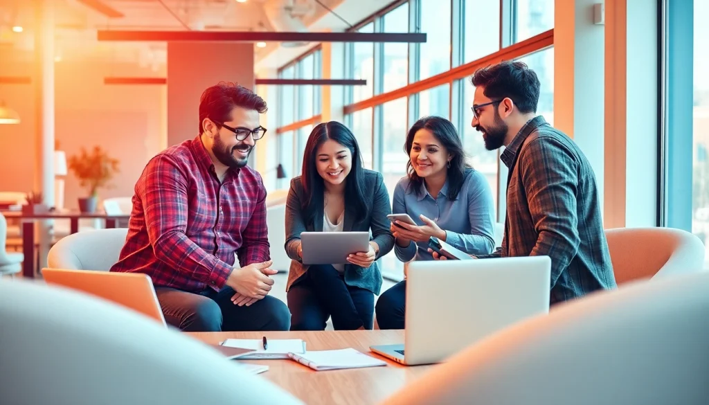 Social media marketing companies edmonton team collaborating on innovative strategies.