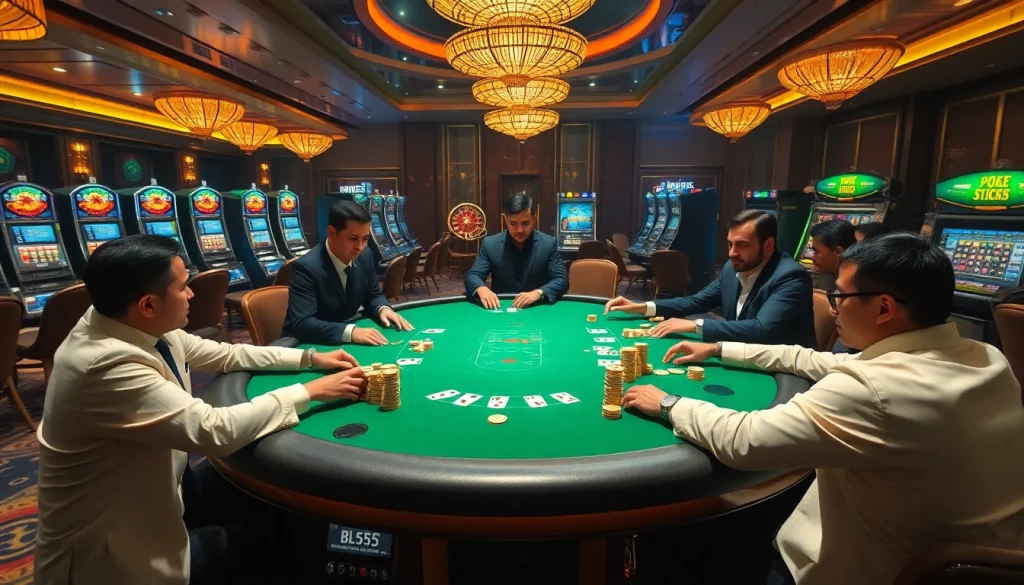 Experience the thrill of winning at BL555 with an upscale poker game, luxurious decor, and eager players.