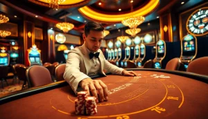 Exciting gamble action at https://3king.cn.com/ where players engage in blackjack with luxurious decor.