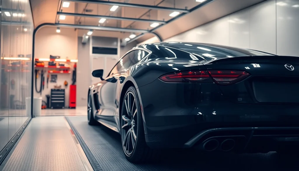 Trust https://luxuryautocarriers.com for safe loading of luxury vehicles into an enclosed trailer.