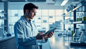 A researcher examining data related to win55 in a modern cannabinoid lab.