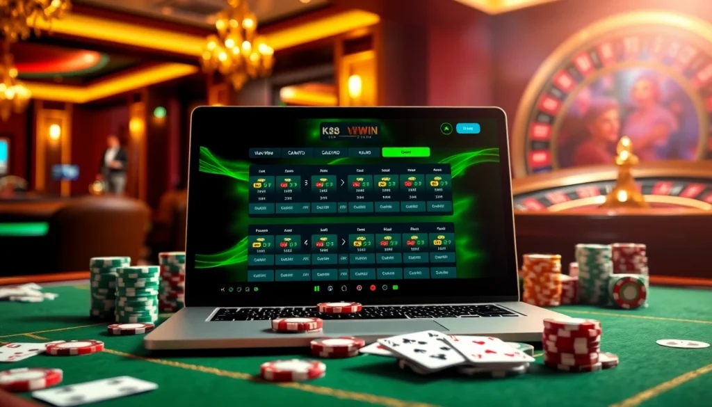 Engage with nhà cái k88win's exciting gaming experience featuring a vibrant casino atmosphere.