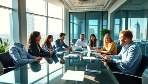 Agency team collaborating in a modern office to create impactful marketing strategies.