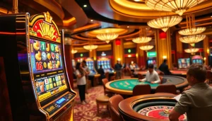 Exciting Vmax nổ hũ gaming scene featuring vibrant slots and engaged players.