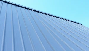 Highlighting standing seam metal roof features on a contemporary home with silver panels.